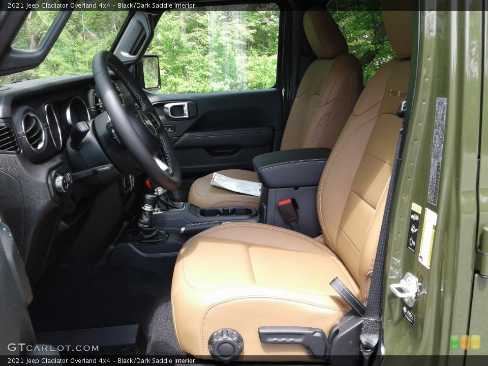 Black/Dark Saddle Interior Front Seat for the 2021 Jeep Gladiator Overland 4x4 #141696249