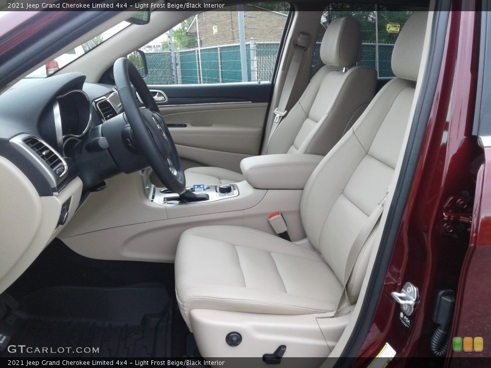 Light Frost Beige/Black Interior Front Seat for the 2021 Jeep Grand Cherokee Limited 4x4 #141699075