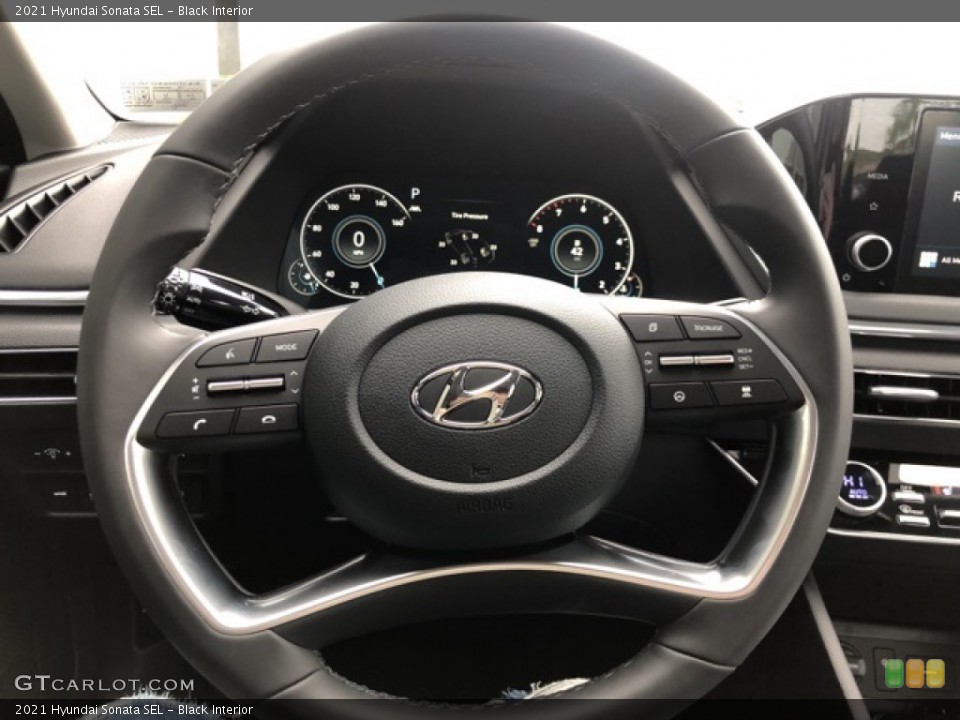 Black Interior Steering Wheel for the 2021 Hyundai Sonata SEL #141707393