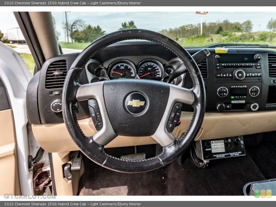 Light Cashmere/Ebony Interior Steering Wheel for the 2010 Chevrolet Silverado 1500 Hybrid Crew Cab #141722263