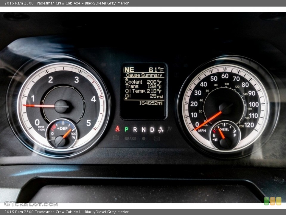 Black/Diesel Gray Interior Gauges for the 2016 Ram 2500 Tradesman Crew Cab 4x4 #141722881