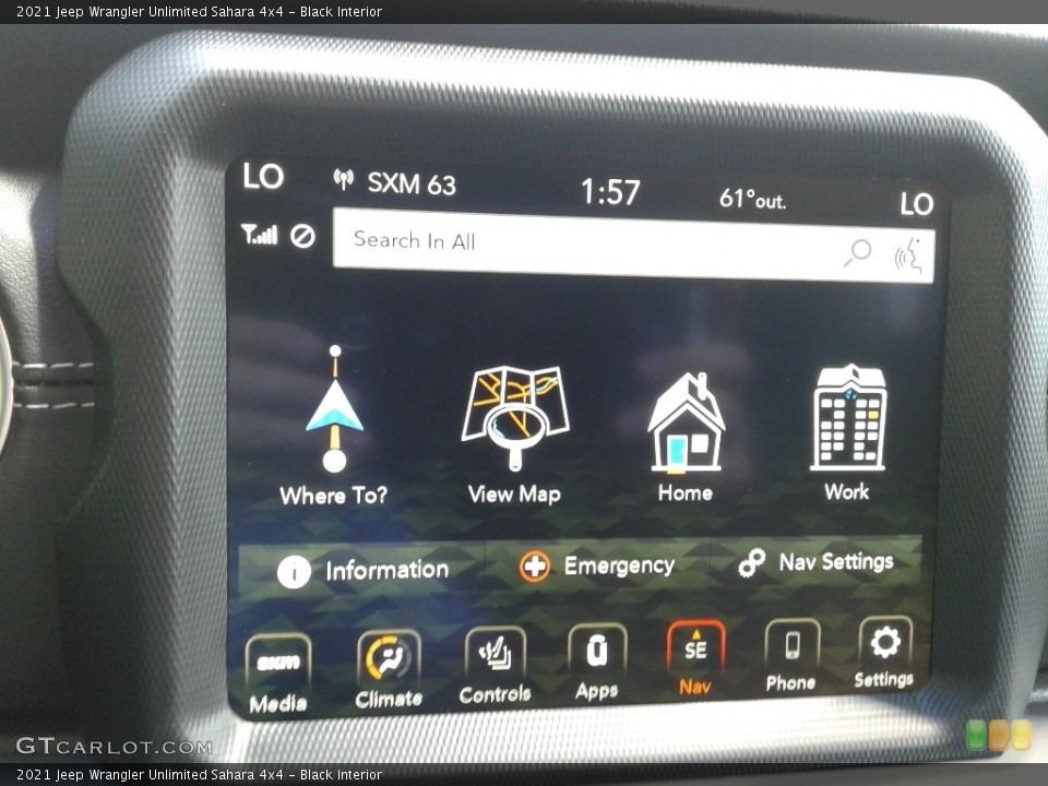Black Interior Navigation for the 2021 Jeep Wrangler Unlimited Sahara 4x4 #141727214