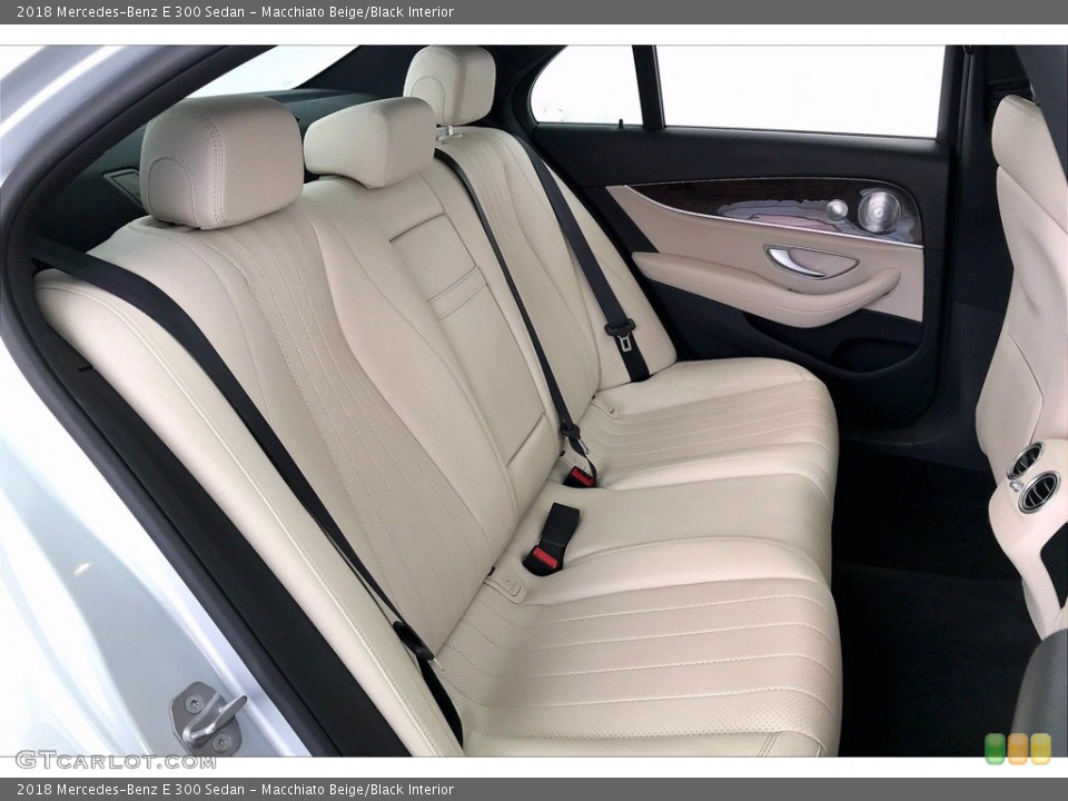 Macchiato Beige/Black Interior Rear Seat for the 2018 Mercedes-Benz E 300 Sedan #141755460
