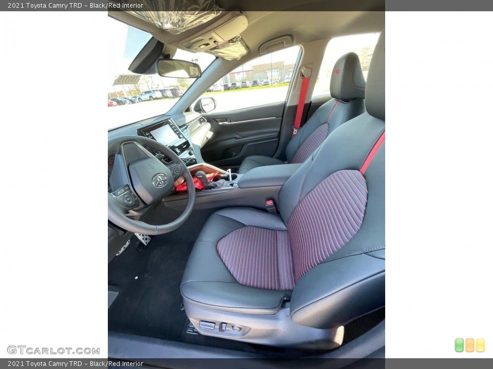 Black/Red Interior Front Seat for the 2021 Toyota Camry TRD #141778794