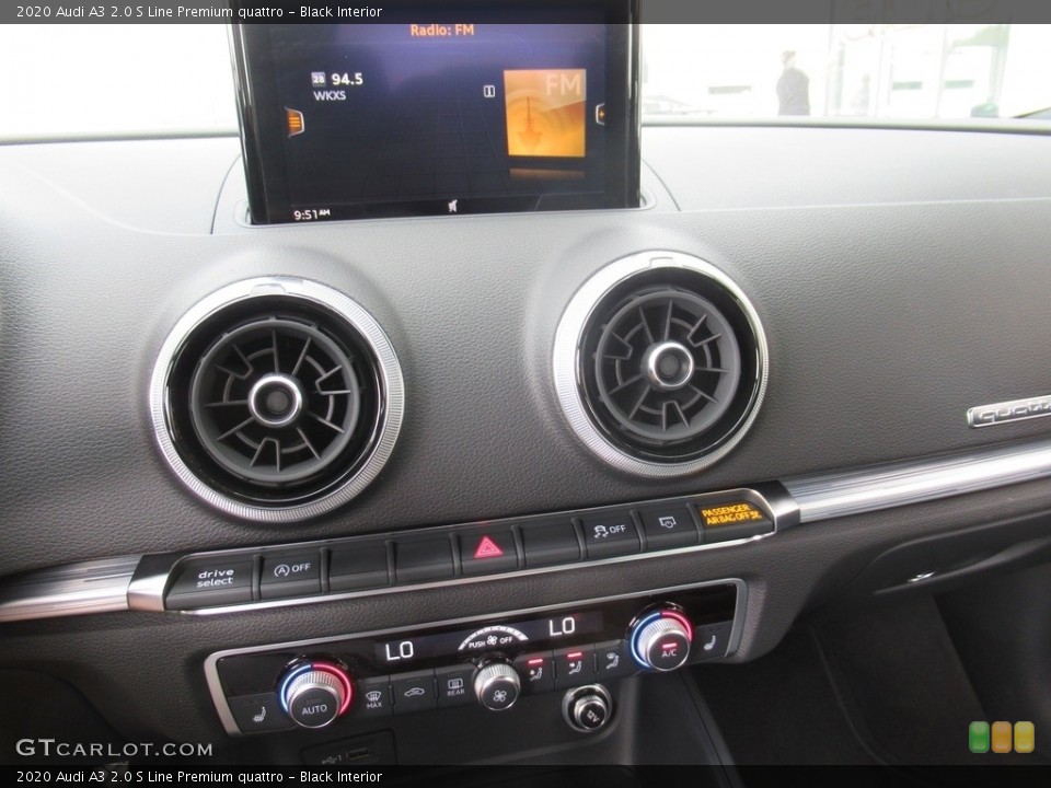 Black Interior Controls for the 2020 Audi A3 2.0 S Line Premium quattro #141862849