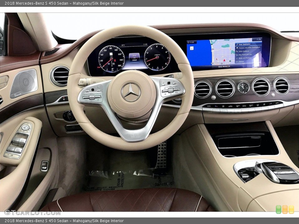 Mahogany/Silk Beige Interior Dashboard for the 2018 Mercedes-Benz S 450 Sedan #141909543