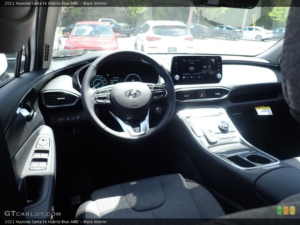 Black Interior Dashboard for the 2021 Hyundai Santa Fe Hybrid Blue AWD #141928212
