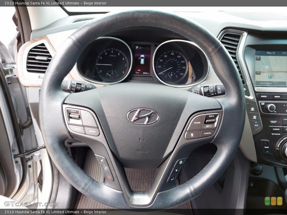 Beige Interior Steering Wheel for the 2019 Hyundai Santa Fe XL Limited Ultimate #141950622