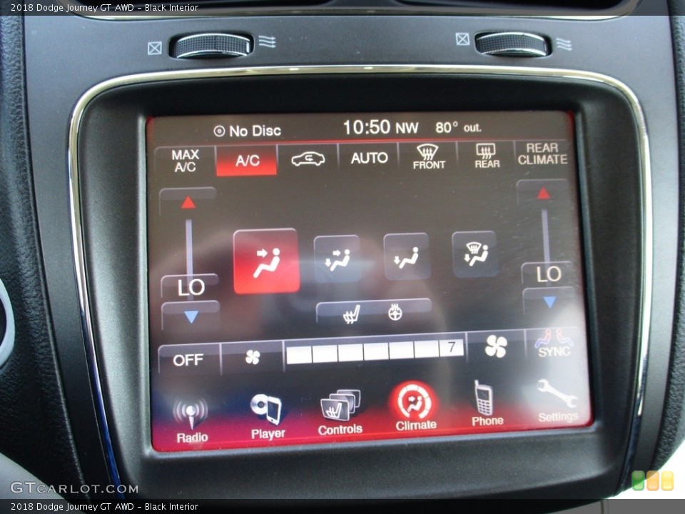 Black Interior Controls for the 2018 Dodge Journey GT AWD #142013261