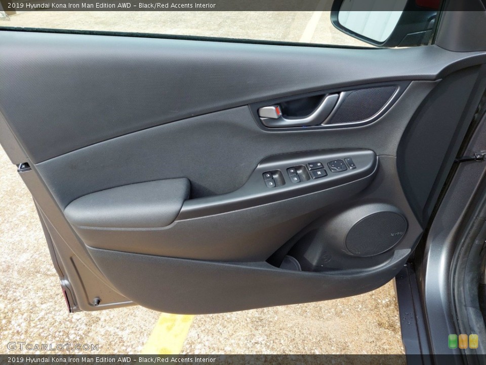 Black/Red Accents Interior Door Panel for the 2019 Hyundai Kona Iron Man Edition AWD #142024737
