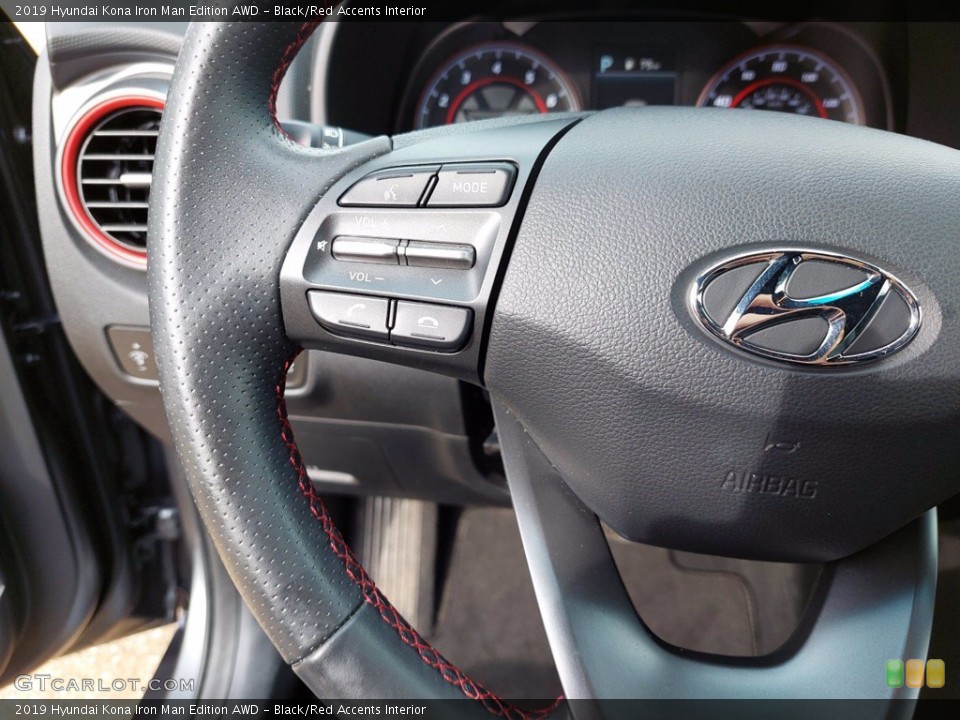 Black/Red Accents Interior Steering Wheel for the 2019 Hyundai Kona Iron Man Edition AWD #142024779