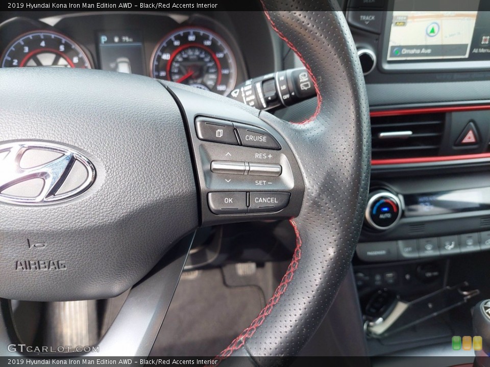 Black/Red Accents Interior Steering Wheel for the 2019 Hyundai Kona Iron Man Edition AWD #142024797