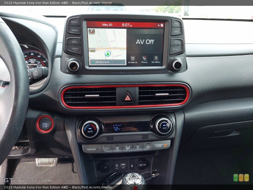 Black/Red Accents Interior Controls for the 2019 Hyundai Kona Iron Man Edition AWD #142024809