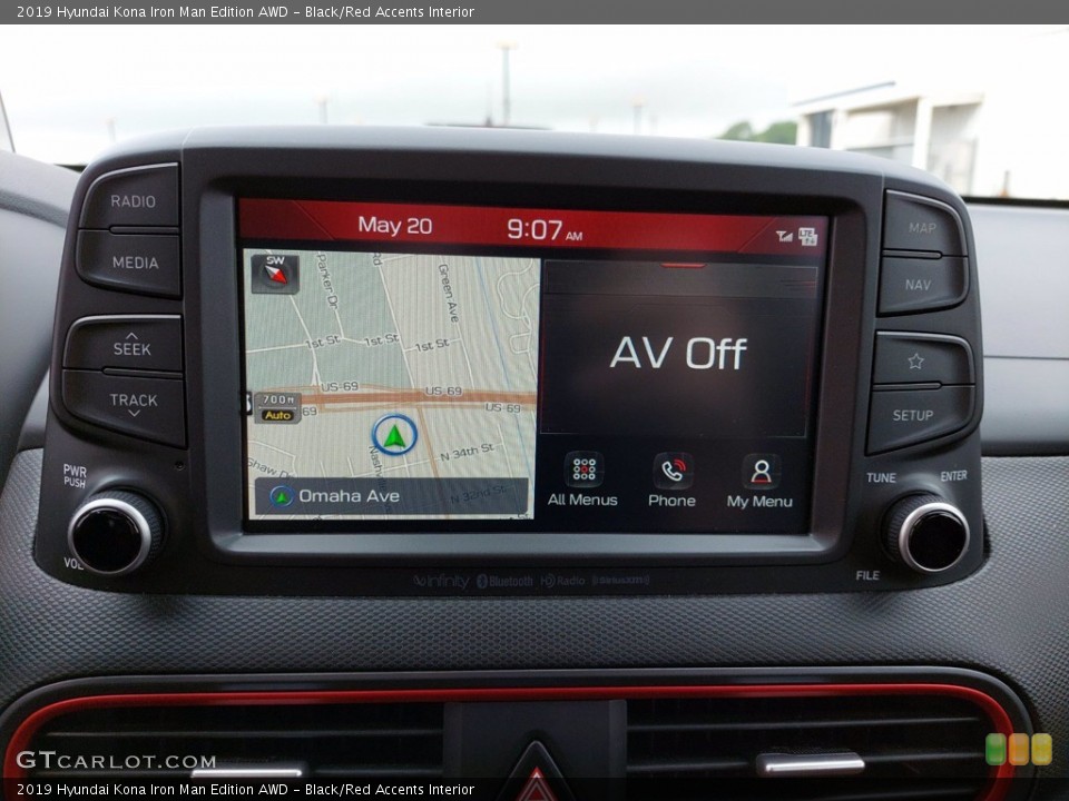 Black/Red Accents Interior Controls for the 2019 Hyundai Kona Iron Man Edition AWD #142024822