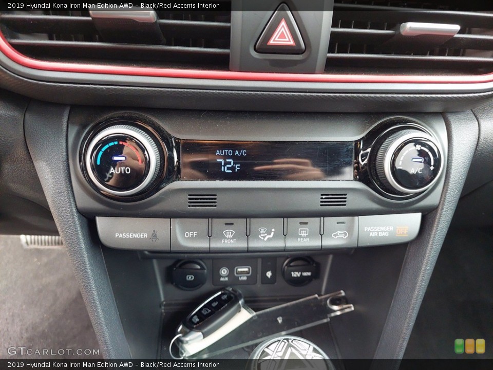 Black/Red Accents Interior Controls for the 2019 Hyundai Kona Iron Man Edition AWD #142024866