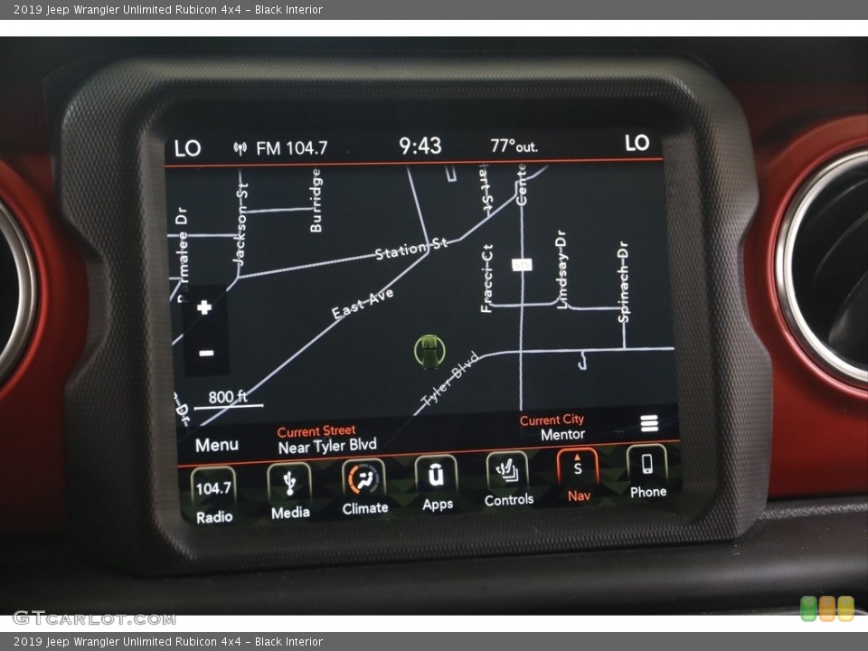 Black Interior Navigation for the 2019 Jeep Wrangler Unlimited Rubicon 4x4 #142033447