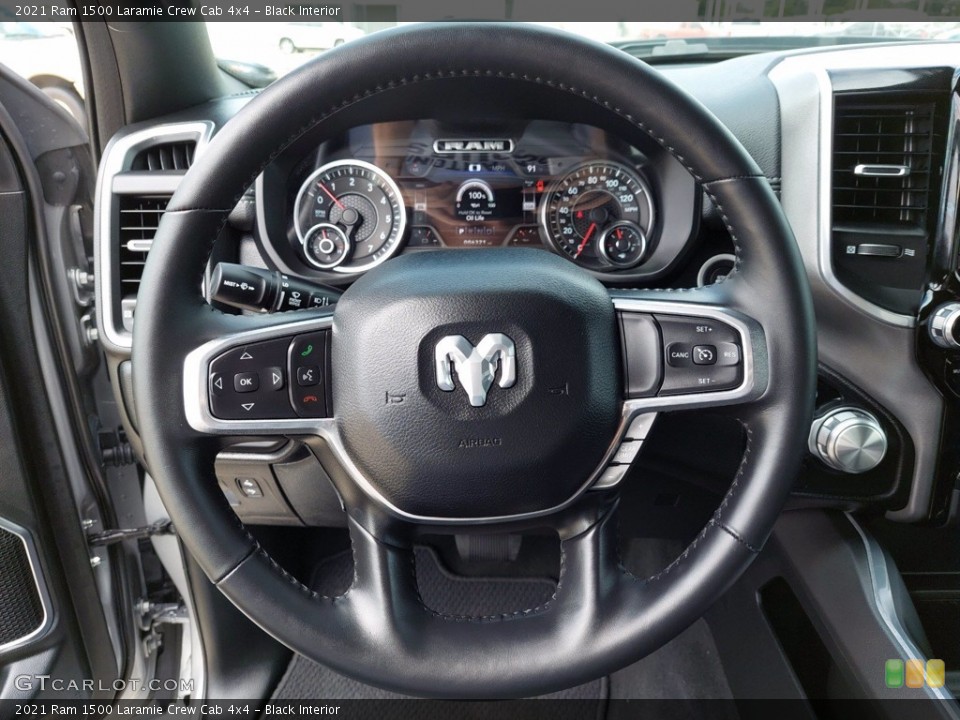 Black Interior Steering Wheel for the 2021 Ram 1500 Laramie Crew Cab 4x4 #142049535
