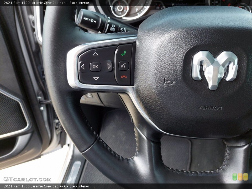Black Interior Steering Wheel for the 2021 Ram 1500 Laramie Crew Cab 4x4 #142049560