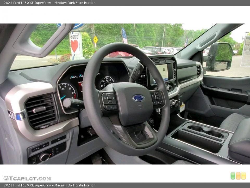 Medium Dark Slate Interior Steering Wheel for the 2021 Ford F150 XL SuperCrew #142106126