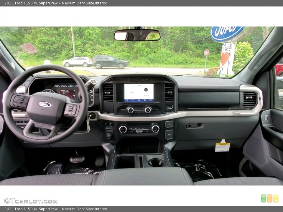 Medium Dark Slate Interior Dashboard for the 2021 Ford F150 XL SuperCrew #142106246