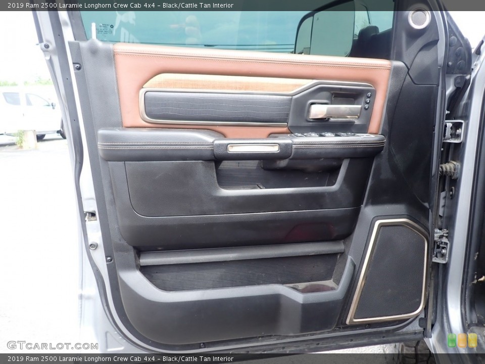Black/Cattle Tan Interior Door Panel for the 2019 Ram 2500 Laramie Longhorn Crew Cab 4x4 #142118072