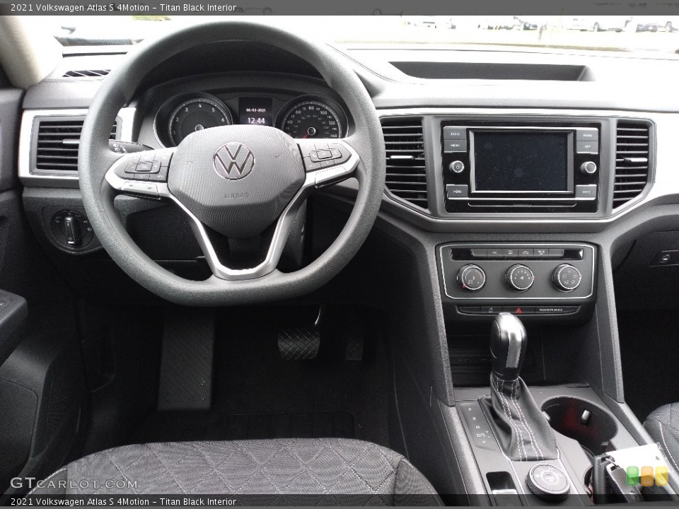 Titan Black Interior Dashboard for the 2021 Volkswagen Atlas S 4Motion #142122456