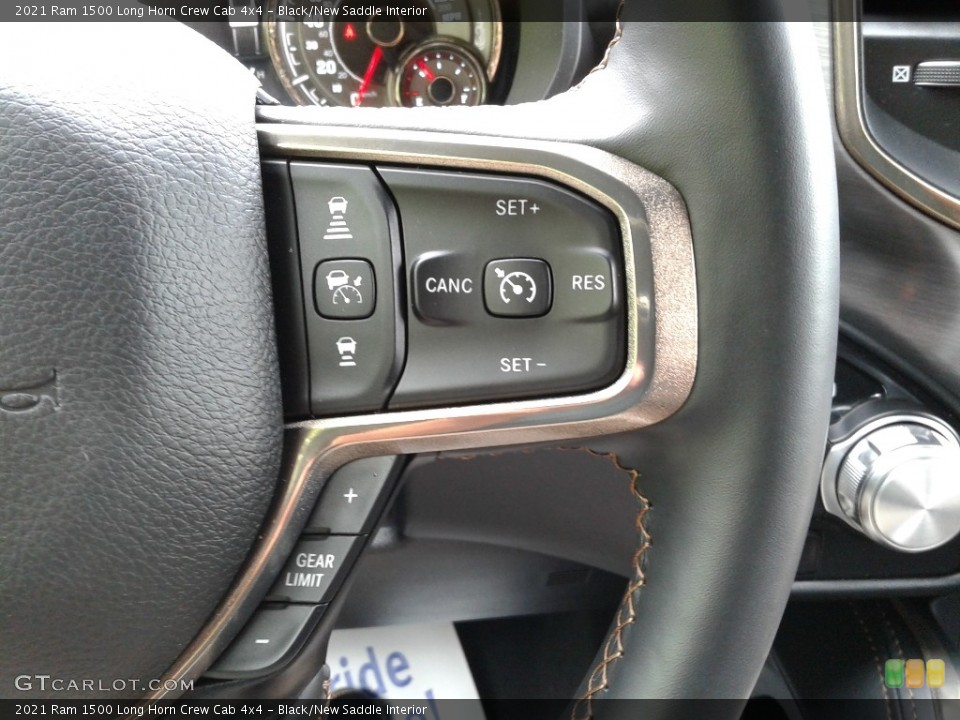 Black/New Saddle Interior Steering Wheel for the 2021 Ram 1500 Long Horn Crew Cab 4x4 #142124352