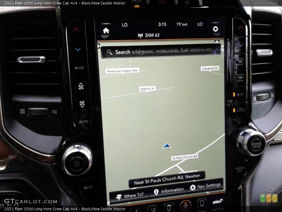 Black/New Saddle Interior Navigation for the 2021 Ram 1500 Long Horn Crew Cab 4x4 #142124517