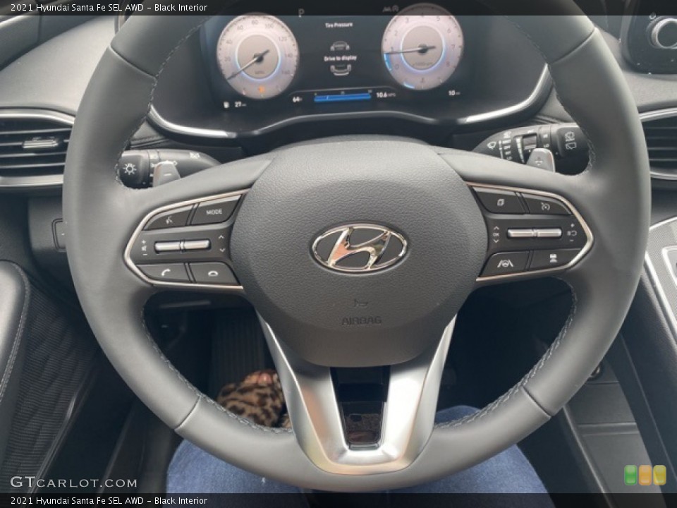 Black Interior Steering Wheel for the 2021 Hyundai Santa Fe SEL AWD #142126527