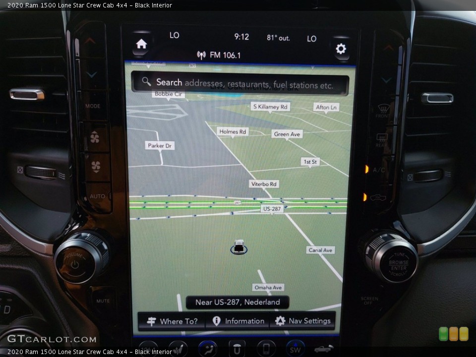 Black Interior Navigation for the 2020 Ram 1500 Lone Star Crew Cab 4x4 #142135194