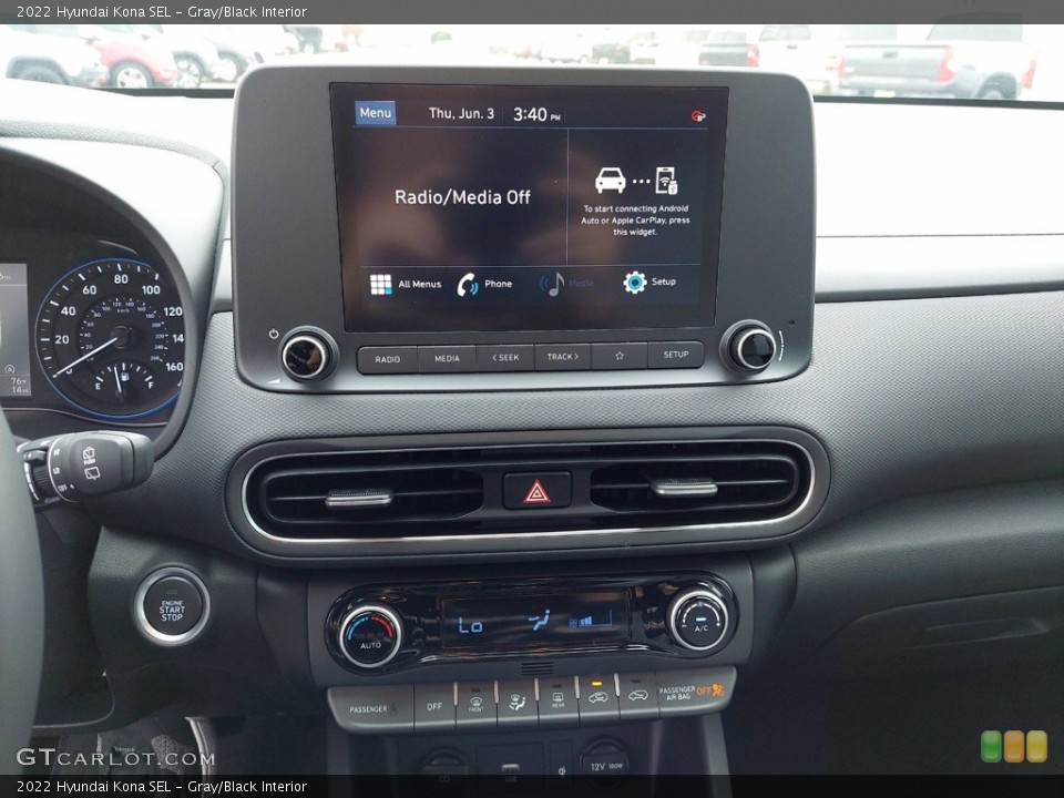 Gray/Black Interior Controls for the 2022 Hyundai Kona SEL #142142824