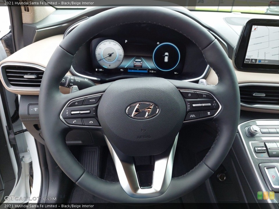 Black/Beige Interior Steering Wheel for the 2021 Hyundai Santa Fe Limited #142144603