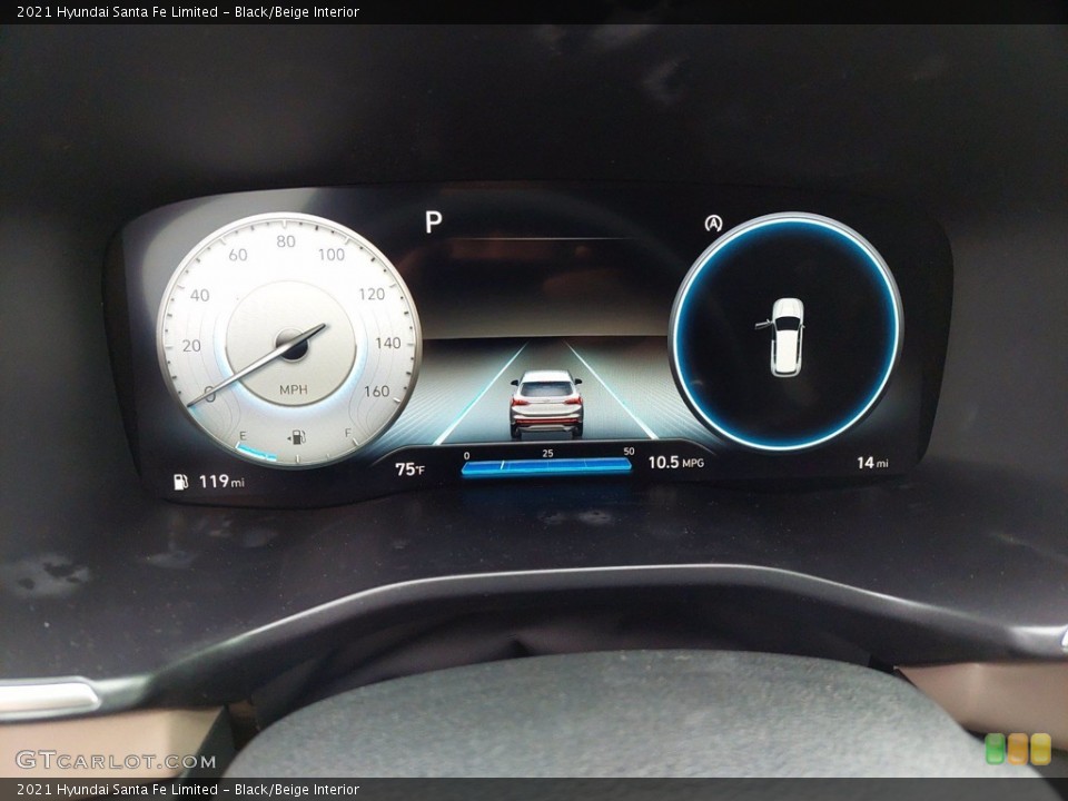 Black/Beige Interior Gauges for the 2021 Hyundai Santa Fe Limited #142144720