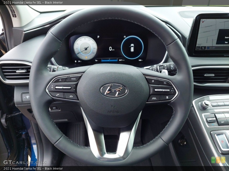Black Interior Steering Wheel for the 2021 Hyundai Santa Fe SEL #142144933