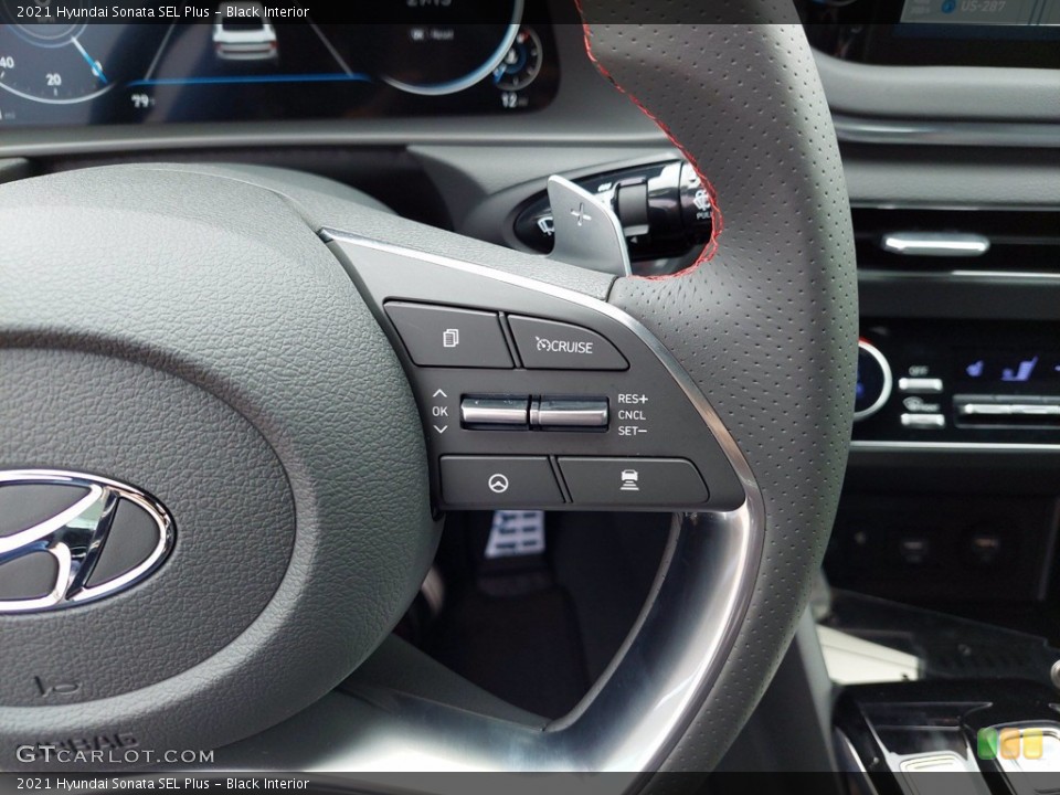 Black Interior Steering Wheel for the 2021 Hyundai Sonata SEL Plus #142145251