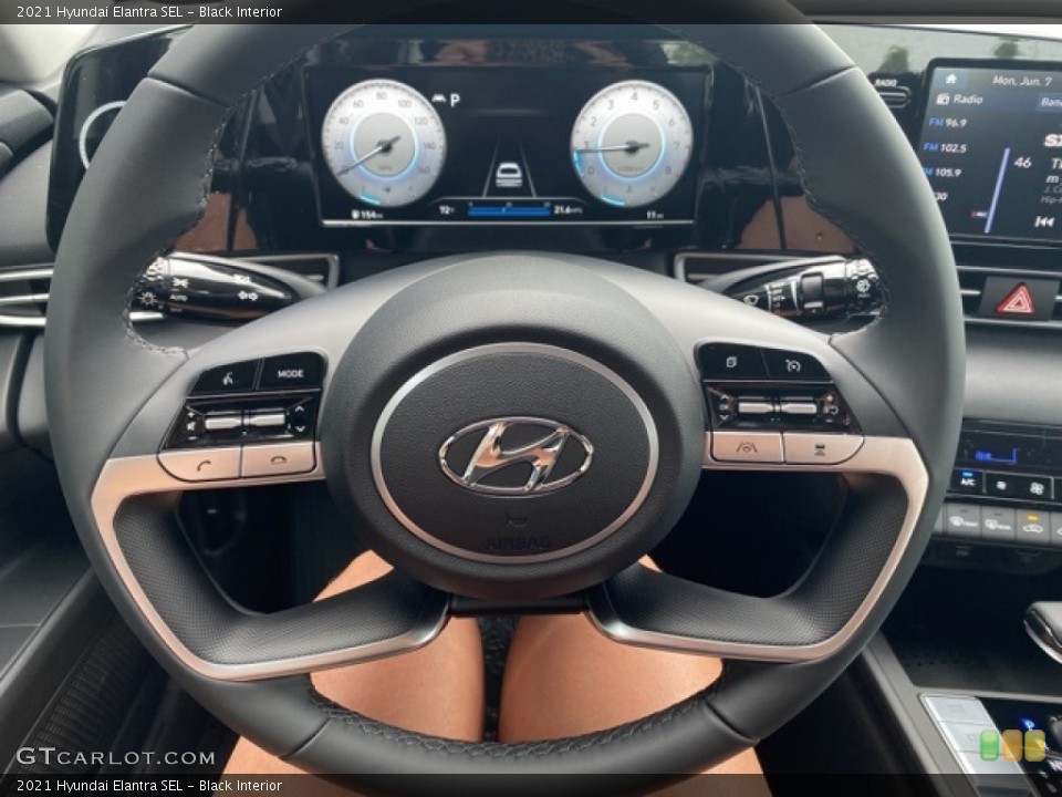 Black Interior Steering Wheel for the 2021 Hyundai Elantra SEL #142175685