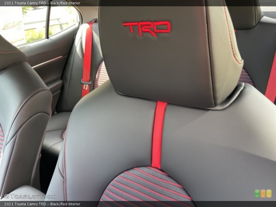 Black/Red Interior Front Seat for the 2021 Toyota Camry TRD #142178640