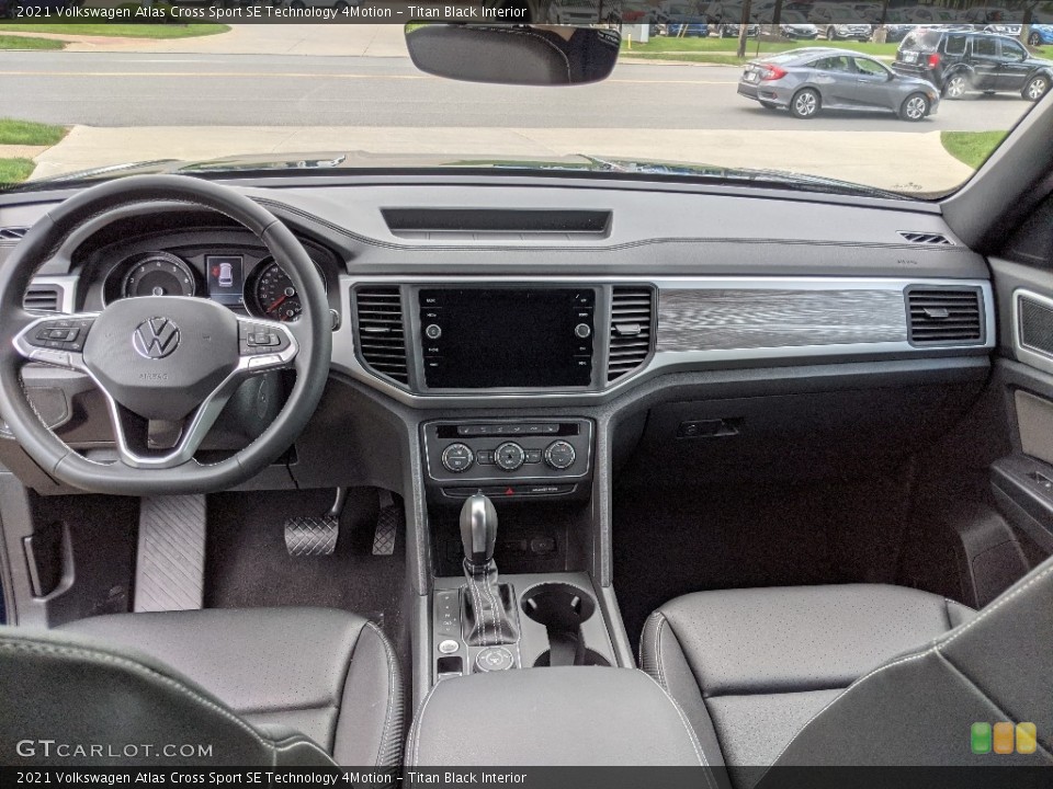 Titan Black Interior Dashboard for the 2021 Volkswagen Atlas Cross Sport SE Technology 4Motion #142207588