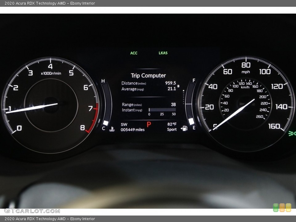 Ebony Interior Gauges for the 2020 Acura RDX Technology AWD #142214044