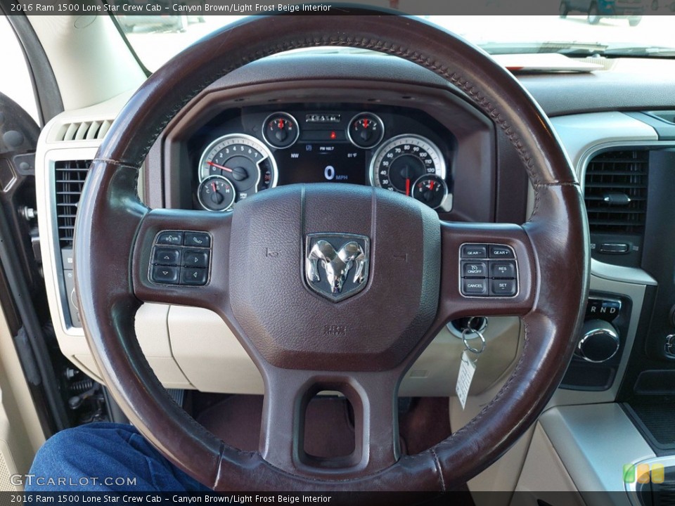 Canyon Brown/Light Frost Beige Interior Steering Wheel for the 2016 Ram 1500 Lone Star Crew Cab #142233353