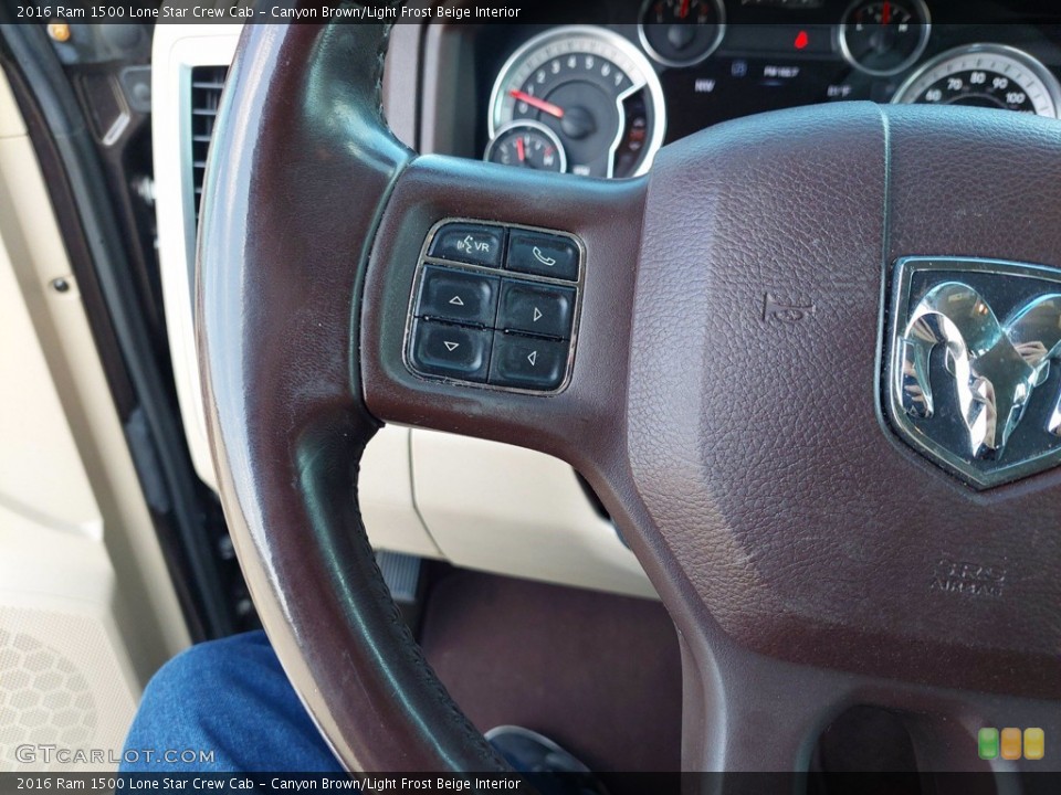 Canyon Brown/Light Frost Beige Interior Steering Wheel for the 2016 Ram 1500 Lone Star Crew Cab #142233376