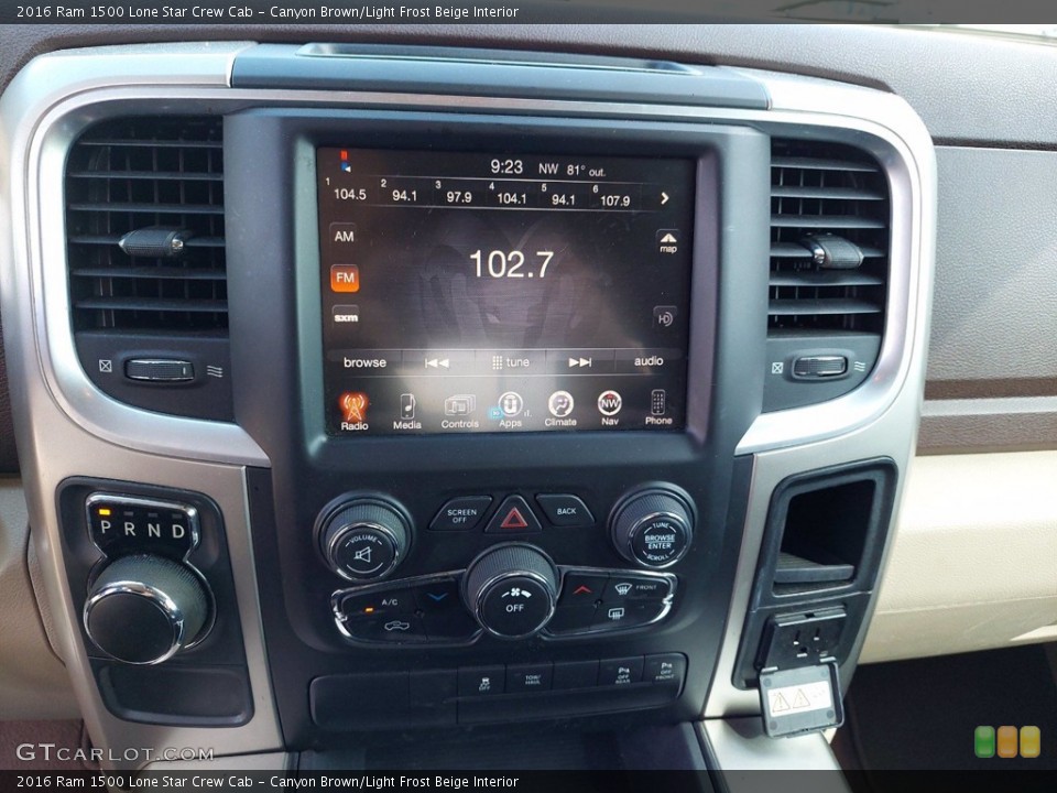Canyon Brown/Light Frost Beige Interior Controls for the 2016 Ram 1500 Lone Star Crew Cab #142233426
