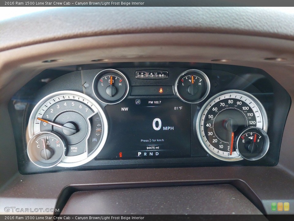 Canyon Brown/Light Frost Beige Interior Gauges for the 2016 Ram 1500 Lone Star Crew Cab #142233695