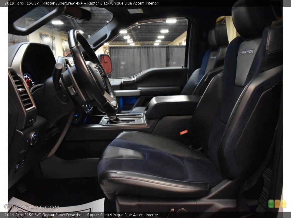 Raptor Black/Unique Blue Accent Interior Front Seat for the 2019 Ford F150 SVT Raptor SuperCrew 4x4 #142250152