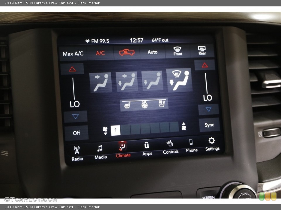 Black Interior Controls for the 2019 Ram 1500 Laramie Crew Cab 4x4 #142268116