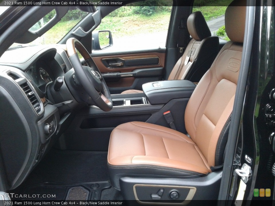 Black/New Saddle Interior Front Seat for the 2021 Ram 1500 Long Horn Crew Cab 4x4 #142293444