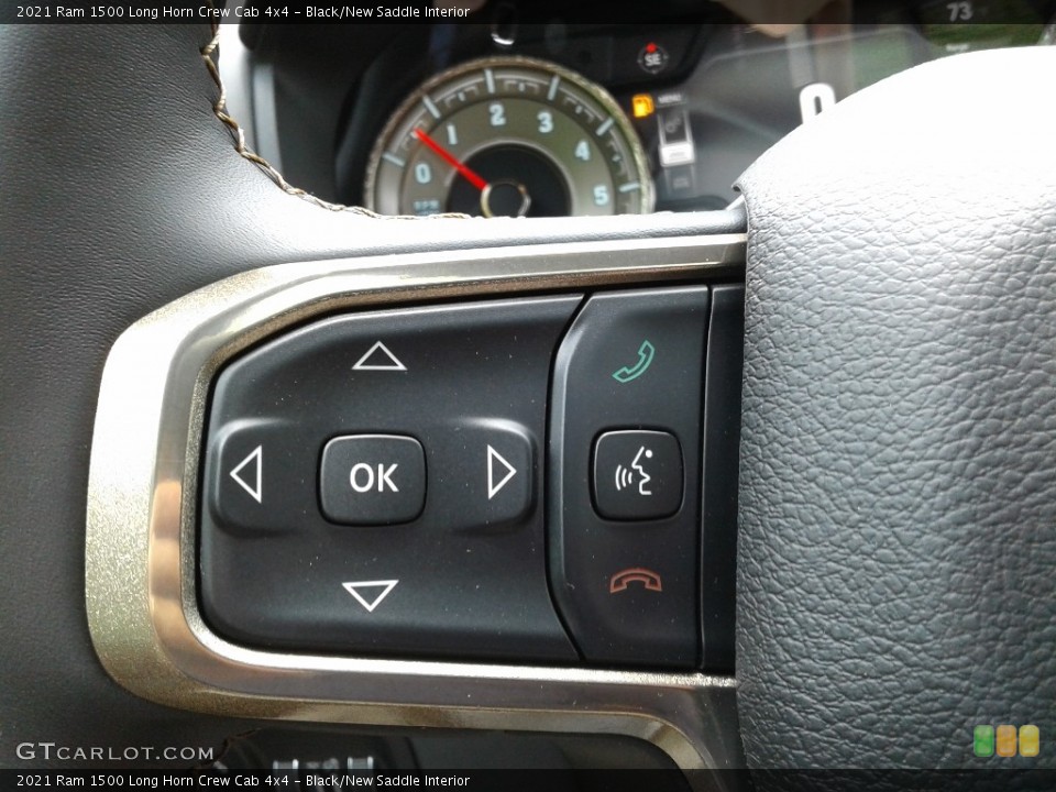 Black/New Saddle Interior Steering Wheel for the 2021 Ram 1500 Long Horn Crew Cab 4x4 #142293658