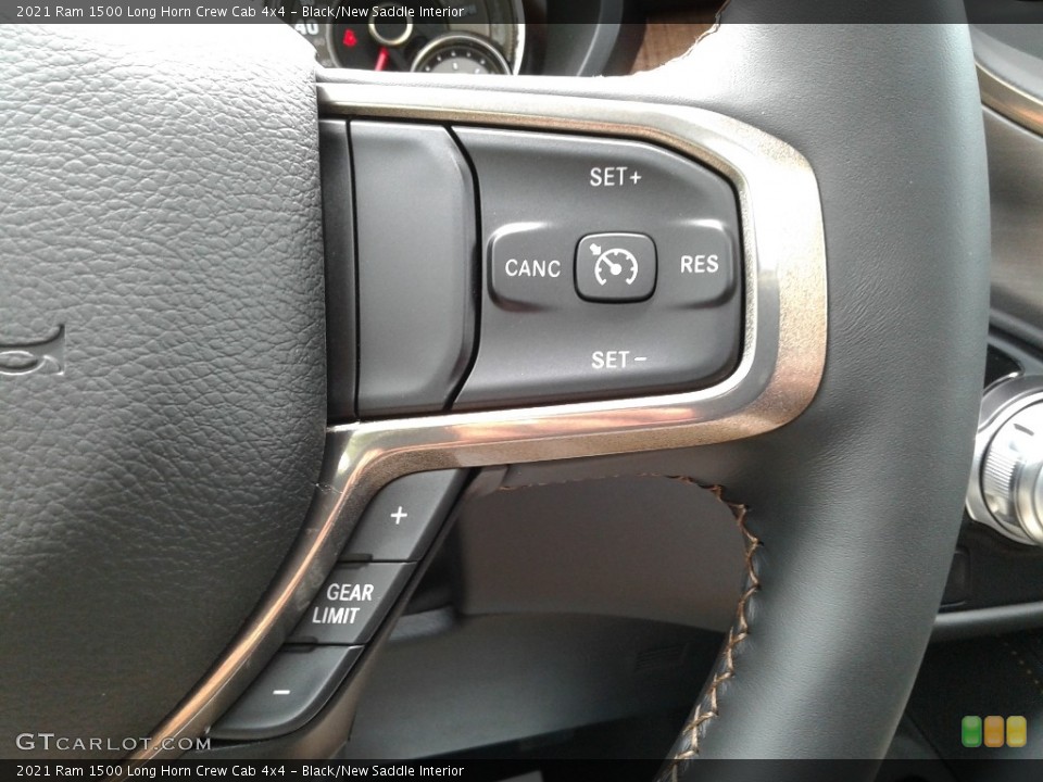 Black/New Saddle Interior Steering Wheel for the 2021 Ram 1500 Long Horn Crew Cab 4x4 #142293687