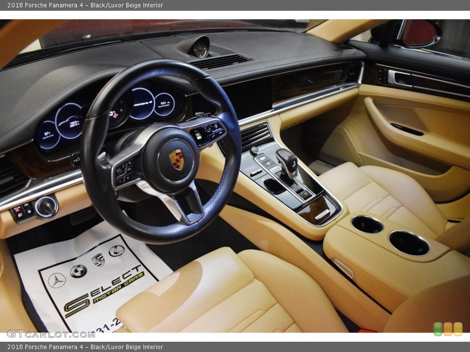 Black/Luxor Beige Interior Front Seat for the 2018 Porsche Panamera 4 #142302629