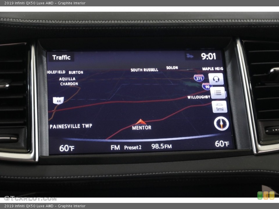 Graphite Interior Navigation for the 2019 Infiniti QX50 Luxe AWD #142325222